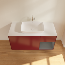 Тумба под раковину Villeroy & Boch Finion 120х50,1 см с подсветкой МДФ пион матовый лак/стекло белое матовое G831GKHB