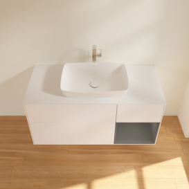 Тумба под раковину Villeroy & Boch Finion 120х50,1 см с подсветкой МДФ белый матовый лак/стекло белое матовое G831GKMT