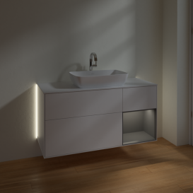 Тумба под раковину Villeroy & Boch Finion 120х50,1 см с подсветкой МДФ белый матовый лак/стекло белое матовое G831GKMT