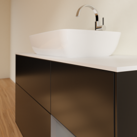 Тумба под раковину Villeroy & Boch Finion 120х50,1 см с подсветкой МДФ черный матовый лак/стекло белое матовое G831GKPD