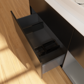 Тумба под раковину Villeroy & Boch Finion 120х50,1 см с подсветкой МДФ черный матовый лак/стекло белое матовое G831GKPD