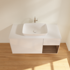 Тумба под раковину Villeroy & Boch Finion 120х50,1 см с подсветкой МДФ глянцевый белый лак/стекло белое матовое G831GNGF