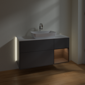 Тумба под раковину Villeroy & Boch Finion 120х50,1 см с подсветкой МДФ антрацит матовый лак/стекло белое матовое G831GNGK