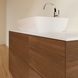 Тумба под раковину Villeroy & Boch Finion 120х50,1 см с подсветкой МДФ шпон грецкого ореха/стекло белое матовое G831GNGN