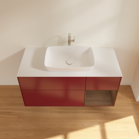 Тумба под раковину Villeroy & Boch Finion 120х50,1 см с подсветкой МДФ пион матовый лак/стекло белое матовое G831GNHB