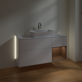 Тумба под раковину Villeroy & Boch Finion 120х50,1 см с подсветкой МДФ белый матовый лак/стекло белое матовое G831GNMT