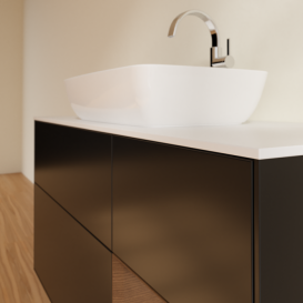 Тумба под раковину Villeroy & Boch Finion 120х50,1 см с подсветкой МДФ черный матовый лак/стекло белое матовое G831GNPD