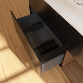 Тумба под раковину Villeroy & Boch Finion 120х50,1 см с подсветкой МДФ черный матовый лак/стекло белое матовое G831GNPD