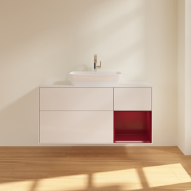 Тумба под раковину Villeroy & Boch Finion 120х50,1 см с подсветкой МДФ глянцевый белый лак/стекло белое матовое G831HBGF