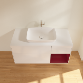 Тумба под раковину Villeroy & Boch Finion 120х50,1 см с подсветкой МДФ глянцевый белый лак/стекло белое матовое G831HBGF