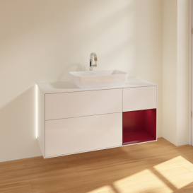 Тумба под раковину Villeroy & Boch Finion 120х50,1 см с подсветкой МДФ глянцевый белый лак/стекло белое матовое G831HBGF