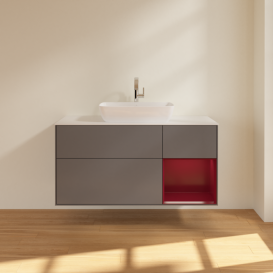 Тумба под раковину Villeroy & Boch Finion 120х50,1 см с подсветкой МДФ антрацит матовый лак/стекло белое матовое G831HBGK