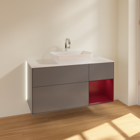 Тумба под раковину Villeroy & Boch Finion 120х50,1 см с подсветкой МДФ антрацит матовый лак/стекло белое матовое G831HBGK