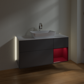 Тумба под раковину Villeroy & Boch Finion 120х50,1 см с подсветкой МДФ антрацит матовый лак/стекло белое матовое G831HBGK