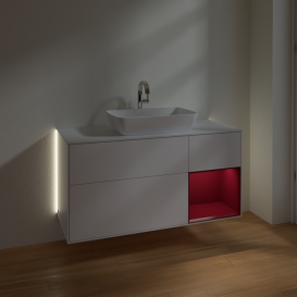 Тумба под раковину Villeroy & Boch Finion 120х50,1 см с подсветкой МДФ белый матовый лак/стекло белое матовое G831HBMT