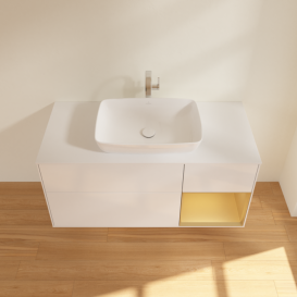 Тумба под раковину Villeroy & Boch Finion 120х50,1 см с подсветкой МДФ глянцевый белый лак/стекло белое матовое G831HFGF