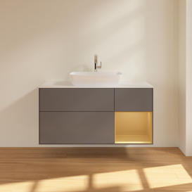 Тумба под раковину Villeroy & Boch Finion 120х50,1 см с подсветкой МДФ антрацит матовый лак/стекло белое матовое G831HFGK