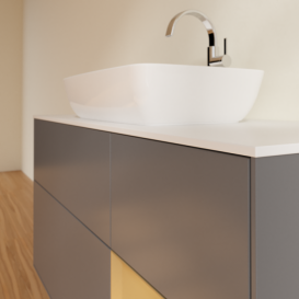 Тумба под раковину Villeroy & Boch Finion 120х50,1 см с подсветкой МДФ антрацит матовый лак/стекло белое матовое G831HFGK