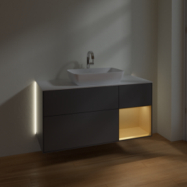 Тумба под раковину Villeroy & Boch Finion 120х50,1 см с подсветкой МДФ антрацит матовый лак/стекло белое матовое G831HFGK