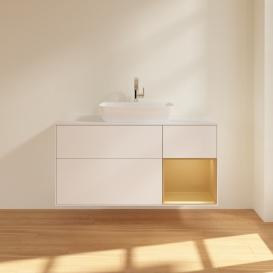 Тумба под раковину Villeroy & Boch Finion 120х50,1 см с подсветкой МДФ белый матовый лак/стекло белое матовое G831HFMT