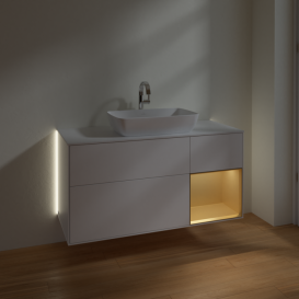 Тумба под раковину Villeroy & Boch Finion 120х50,1 см с подсветкой МДФ белый матовый лак/стекло белое матовое G831HFMT