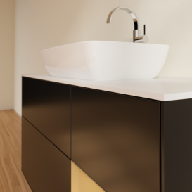 Тумба под раковину Villeroy & Boch Finion 120х50,1 см с подсветкой МДФ черный матовый лак/стекло белое матовое G831HFPD