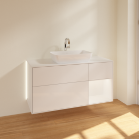 Тумба под раковину Villeroy & Boch Finion 120х50,1 см с подсветкой МДФ глянцевый белый лак/стекло белое матовое G831MTGF