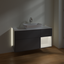 Тумба под раковину Villeroy & Boch Finion 120х50,1 см с подсветкой МДФ антрацит матовый лак/стекло белое матовое G831MTGK