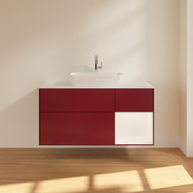 Тумба под раковину Villeroy & Boch Finion 120х50,1 см с подсветкой МДФ пион матовый лак/стекло белое матовое G831MTHB