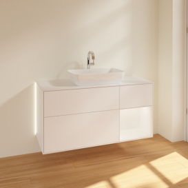 Тумба под раковину Villeroy & Boch Finion 120х50,1 см с подсветкой МДФ белый матовый лак/стекло белое матовое G831MTMT