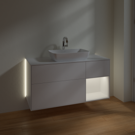 Тумба под раковину Villeroy & Boch Finion 120х50,1 см с подсветкой МДФ белый матовый лак/стекло белое матовое G831MTMT