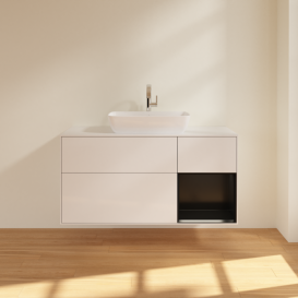 Тумба под раковину Villeroy & Boch Finion 120х50,1 см с подсветкой МДФ глянцевый белый лак/стекло белое матовое G831PDGF