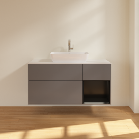 Тумба под раковину Villeroy & Boch Finion 120х50,1 см с подсветкой МДФ антрацит матовый лак/стекло белое матовое G831PDGK