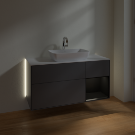 Тумба под раковину Villeroy & Boch Finion 120х50,1 см с подсветкой МДФ антрацит матовый лак/стекло белое матовое G831PDGK
