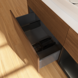 Тумба под раковину Villeroy & Boch Finion 120х50,1 см с подсветкой МДФ шпон грецкого ореха/стекло белое матовое G831PDGN