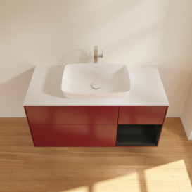 Тумба под раковину Villeroy & Boch Finion 120х50,1 см с подсветкой МДФ пион матовый лак/стекло белое матовое G831PDHB