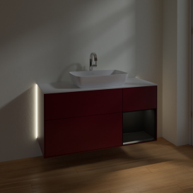 Тумба под раковину Villeroy & Boch Finion 120х50,1 см с подсветкой МДФ пион матовый лак/стекло белое матовое G831PDHB