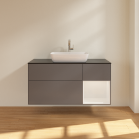 Тумба под раковину Villeroy & Boch Finion 120х50,1 см с подсветкой МДФ антрацит матовый лак/стекло черное матовое G832GFGK