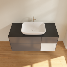 Тумба под раковину Villeroy & Boch Finion 120х50,1 см с подсветкой МДФ антрацит матовый лак/стекло черное матовое G832GFGK