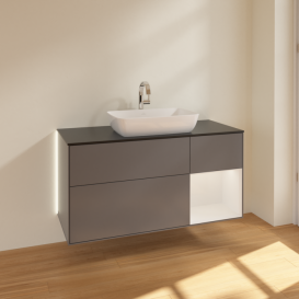 Тумба под раковину Villeroy & Boch Finion 120х50,1 см с подсветкой МДФ антрацит матовый лак/стекло черное матовое G832GFGK