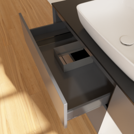 Тумба под раковину Villeroy & Boch Finion 120х50,1 см с подсветкой МДФ антрацит матовый лак/стекло черное матовое G832GFGK