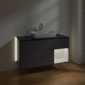 Тумба под раковину Villeroy & Boch Finion 120х50,1 см с подсветкой МДФ антрацит матовый лак/стекло черное матовое G832GFGK