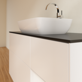 Тумба под раковину Villeroy & Boch Finion 120х50,1 см с подсветкой МДФ белый матовый лак/стекло черное матовое G832GFMT