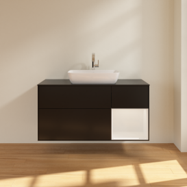 Тумба под раковину Villeroy & Boch Finion 120х50,1 см с подсветкой МДФ черный матовый лак/стекло черное матовое G832GFPD