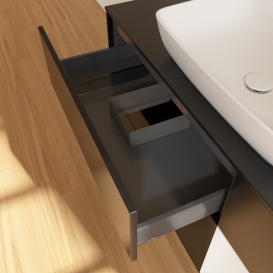 Тумба под раковину Villeroy & Boch Finion 120х50,1 см с подсветкой МДФ черный матовый лак/стекло черное матовое G832GFPD