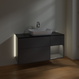 Тумба под раковину Villeroy & Boch Finion 120х50,1 см с подсветкой МДФ антрацит матовый лак/стекло черное матовое G832GKGK