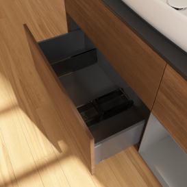 Тумба под раковину Villeroy & Boch Finion 120х50,1 см с подсветкой МДФ шпон грецкого ореха/стекло черное матовое G832GKGN