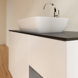 Тумба под раковину Villeroy & Boch Finion 120х50,1 см с подсветкой МДФ белый матовый лак/стекло черное матовое G832GKMT