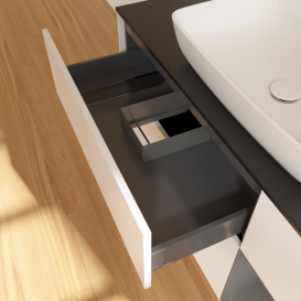 Тумба под раковину Villeroy & Boch Finion 120х50,1 см с подсветкой МДФ белый матовый лак/стекло черное матовое G832GKMT