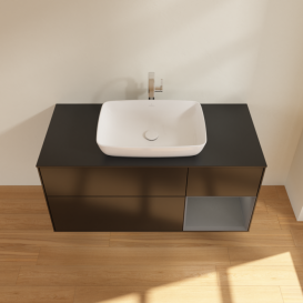 Тумба под раковину Villeroy & Boch Finion 120х50,1 см с подсветкой МДФ черный матовый лак/стекло черное матовое G832GKPD